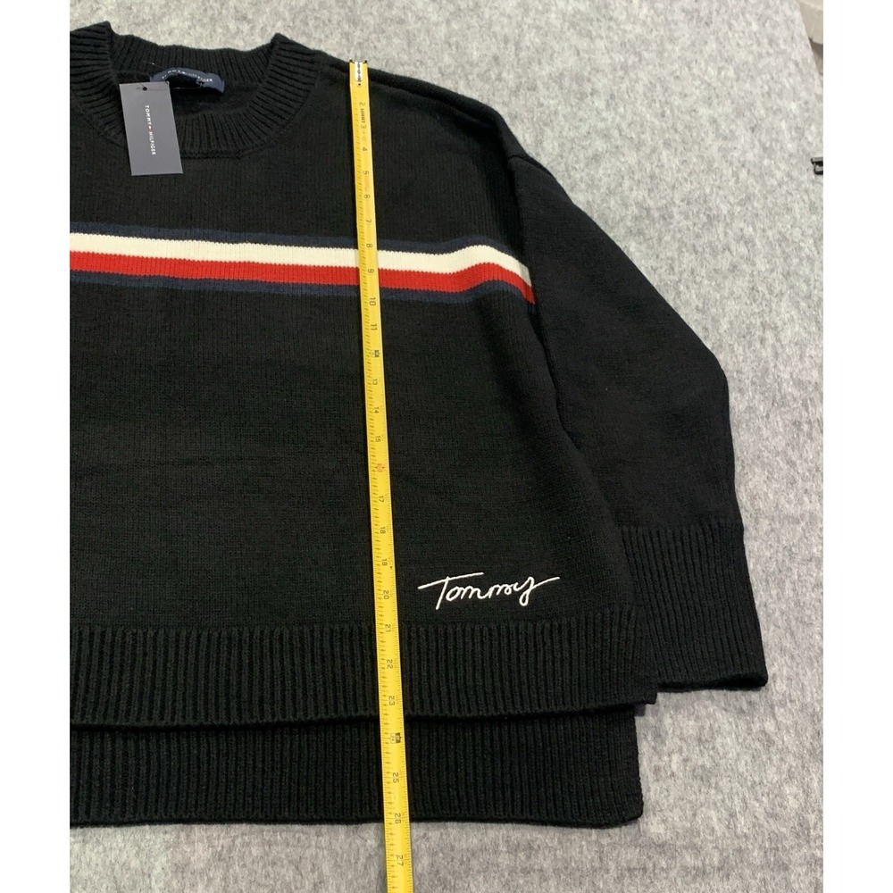 NWT Tommy Hilfiger Women's Navy Blue Pullover Sweater Stripes Logo - Size L - Picture 7 of 11